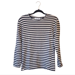 Anerkjendt Women's Navy Blue And White Striped Blouse Size S - Picture 1 of 6