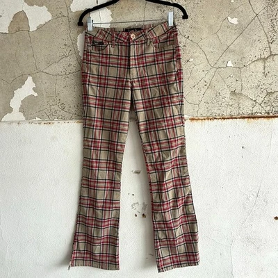 Pantalones acampanados a cuadros Y2K vintage LEI a cuadros tiro medio pantalones para mujer 5 indie  Foto 1 de 4