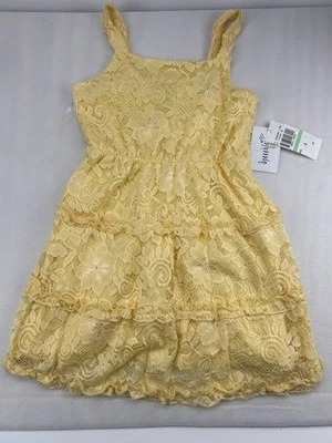 Big Girls Size 8 Tiered Floral Lace Sundress Light Yellow Spring Sleeveless NWT - Image 1 of 4
