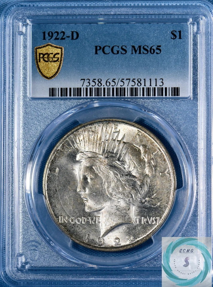 1922-D Peace Dollar PCGS MS65 - Vintage Patina with Gem Brilliance - Image 1 of 4