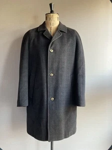 Alexandre Overcoat Men’s Size 44 Charcoal Raglan Wool Check Long Coat England - Picture 1 of 11