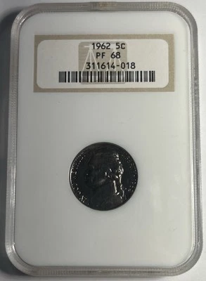 1962 PROOF JEFFERSON NICKEL GRADED NGC PR68 OLD FATTY HOLDER - Image 1 of 4