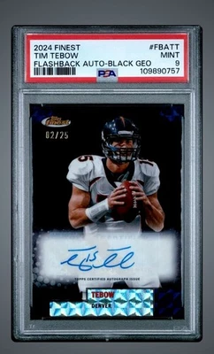 2024 Finest Flashback Tim Tebow Auto Black Refractor /25 PSA 9 UF Gators #FBATT - Image 1 of 2