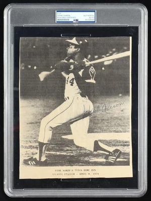Hank Aaron Signed 8x10 Photo – PSA/DNA Encapsulated Auto – 715th Home Run  - Image 1 of 2