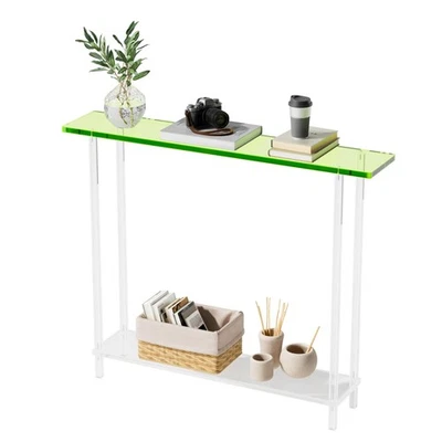 Elegante Mesa Consola Acrílica Moderna de 2 Niveles, 39.4" L x 7.6" W x 31.5" H - Entrada... Foto 1 de 4