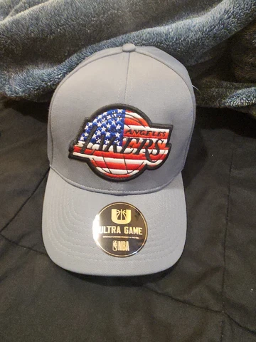 NBA Los Angeles Lakers Hat OSFA | Gray | American Flag Logo USA Ultra Game Cover