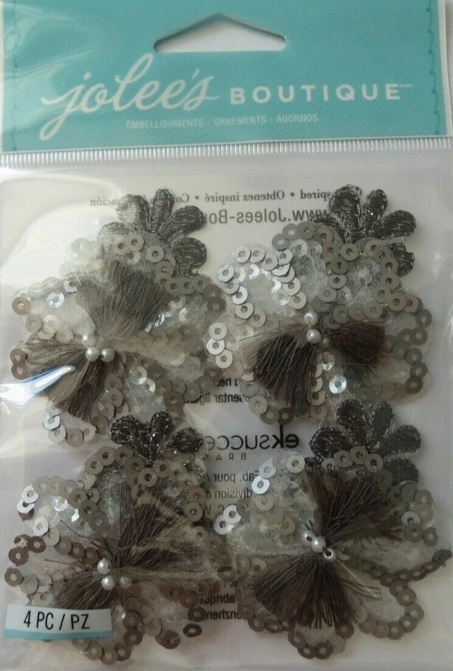 JOLEE'S BOUTIQUE GRIS LENTEJUELAS FLORES 3D 4 PIEZAS PEGATINAS ÁLBUM DE RECORTES ARTESANÍA EXTERIOR Foto 1 de 1