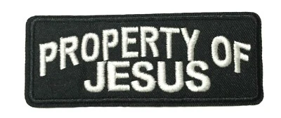 PROPERTY OF JESUS Patch Embroidered iron-on Applique Vest, Christian Bikers - Image 1 of 4