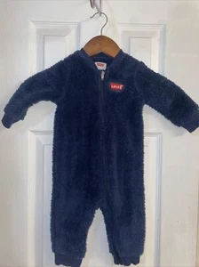 Tuta Levi's Baby Sherpa con cerniera intera blu navy taglia 12M - Foto 1 di 3