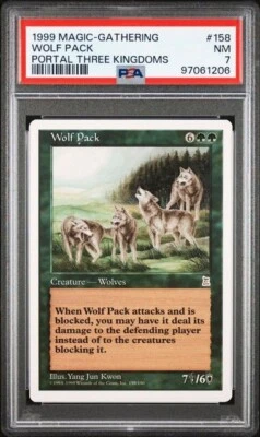 1999 Magic The Gathering Portal Three Kingdoms Wolf Pack #158 PSA Graded 7 NM - Image 1 of 2