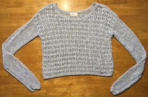Hollister Women's Sparkly Gray Long Sleeve See Through Sweater - Size: Small - Picture 1 of 12
