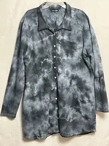 New Fashion Nova 3X Grey Tie Die Collared Shirt Dress, Button down, Long Sleeves - Picture 1 of 12