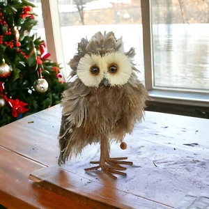 15 cm Brillo Marrón Pluma Búho Adorno Bosque Naturaleza Decoración del Hogar Adorno - Imagen 1 de 7