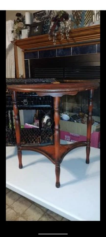 Hannah's Furniture Co. Oriental  Table Colonial Revival Demilune Side Table Cover