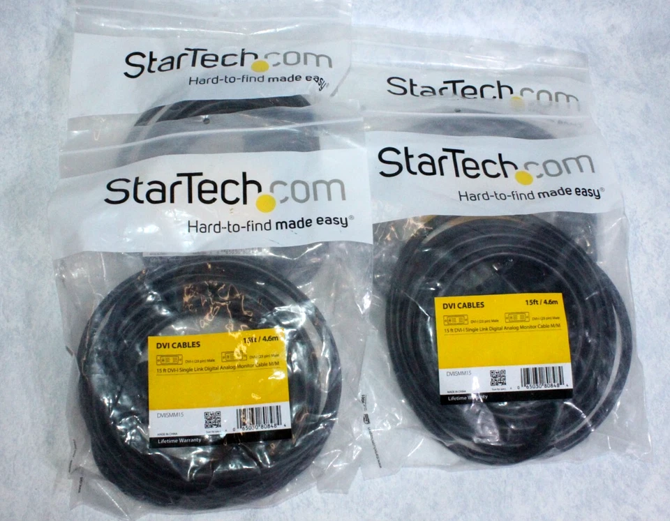 1- StarTech 15'ft M/M DVI-I Single Link Digital Analog Flat Panel Monitor Cable - Image 1 of 4