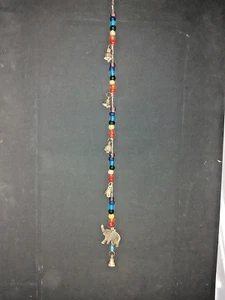HANDMADE HANGING ELEPHANT STRING WITH CHAKRA COLOURED BEADS & BELLS FROM INDIA - Picture 1 of 9