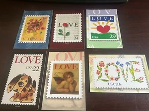 Lot Of -6- Postcards W / Different Postage Love Cards . See Photos Unused. - Bild 1 von 2