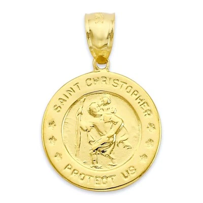 Solid Gold Saint Christopher Protect Us Pendant Available in 10k or 14k - Image 1 of 4