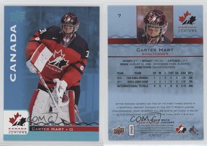 2017 Upper Deck Team Canada Juniors Blue Spectrum Carter Hart #7