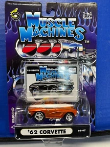1/64 MUSCLE MACHINES 1962 CHEVROLET CORVETTE CANDY ORANGE - Picture 1 of 2