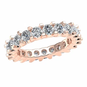 Scalloped Shared U-Prong Bridal Wedding Eternity Band 3Ct Diamond 10k Gold - Picture 1 of 14