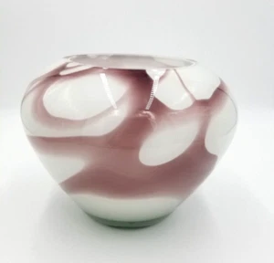 HUGE VASE Poland Art Glass Amethyst Opalescent White Blended STUNNING 9" x 7" - Picture 1 of 3