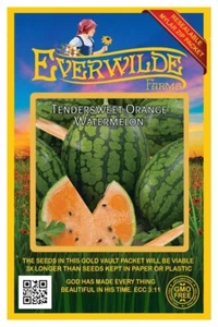 1 Oz Tendersweet Orange Watermelon Seeds - Everwilde Farms Mylar Seed Packet - Picture 1 of 3