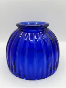 Vintage L E Smith Ribbed Cobalt Blue Fairy Lamp Glass Shade/Top Only  - Picture 1 of 6