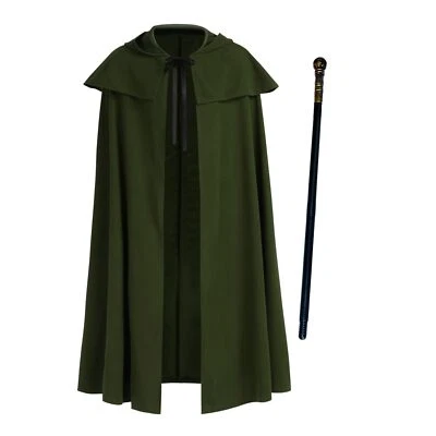 Capa con Capucha Renacentista con Bastón de Proxeneta Medieval Hobbit Capa de Bruja Perfecta... Foto 1 de 4