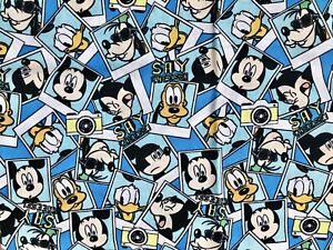 Disney Packed Photographs Say Cheese Fabric Material Mickey Pluto Goofy Donald