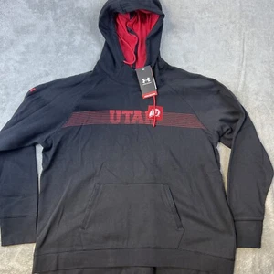 Men's NWT Under Armour XXL Black Utah Utes Hooded Pullover Hoodie - Picture 1 of 10