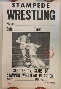 PSA/DNA Bret The Hitman Hart Autographed Signed Stampede Wrestling 11x17 Poster - Picture 1 of 4