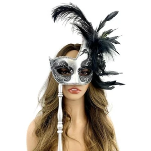 Women Costume Masquerade Party Masks With Stick For Wedding Ball Stick Mask - Picture 1 of 70