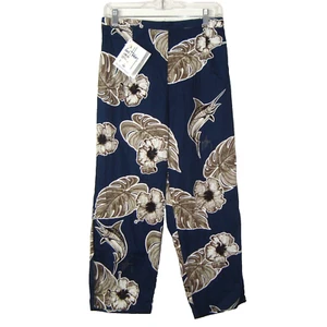 Pantaloni cropped nuovi con etichette Guy Harvey AFTCO Bluewater Wear Hibiscus Marlin zip laterale taglia L - Foto 1 di 11
