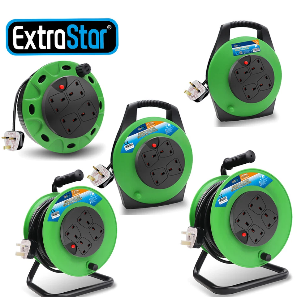 Extension Cable 5M/10M/15M/25M/50M 4 Socket Gang Way Extension Reel Lead Socket - Image 1 of 1