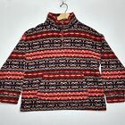 American Eagle 1/4 Zip Sherpa Pullover Sweatshirt Womens Size Medium Red Print