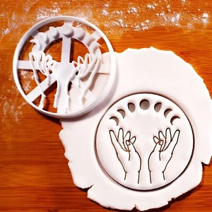 Magic Hands with Moon Phases Cookie Cutter - spiritual boho occult lunar cycle - Picture 1 of 4