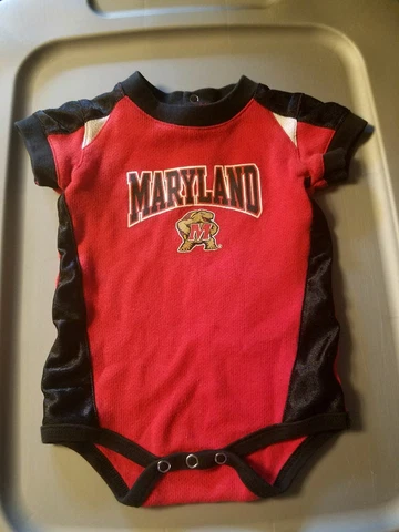 Maryland Terrapins BABY Outfit size 3/6 Months 1 Piece Short Sleeve RED BLACK D1 Cover