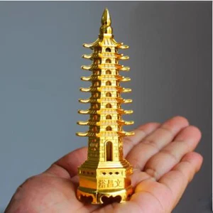 Zinc Alloy Feng Shui Tower Desktop Ornaments Nine Levels Wen Chang Pagoda - Picture 1 of 11