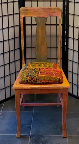 vintage 1960’s chair Distressed Painted Boho Cover