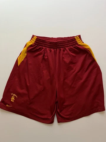 Nike USC Trojans Shorts Mens Large Red Orange Embroidered Authentic NCAA Logo Cover