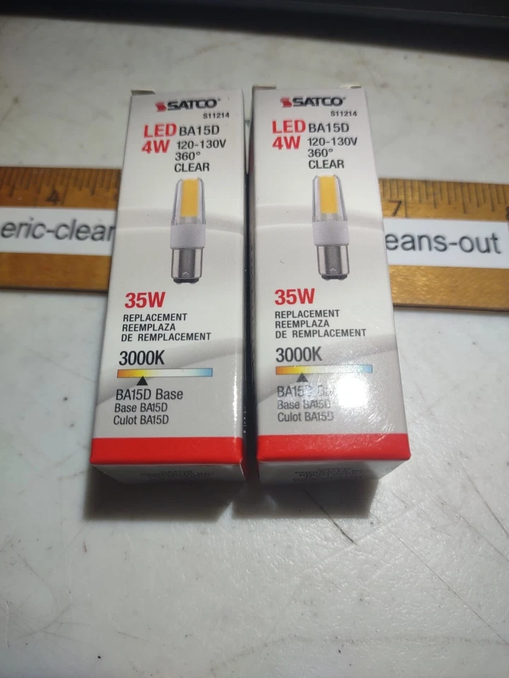 SATCO S11214 4W 120-130V T4 CLEAR BA15D BAYONET DC BASE LED BULB Quan 2 - Image 1 of 4