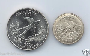 Uncirculated 2008 P or D OK Quarter, Magnetically SHRUNK to Diameter of a Dime! - Picture 1 of 9