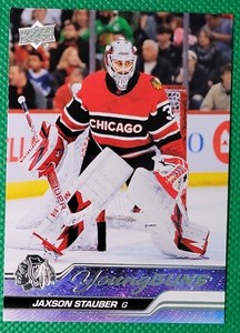 2023-24 Upper Deck Series 1 Hockey Young Guns Jaxson Stauber #207 Blackhawks
