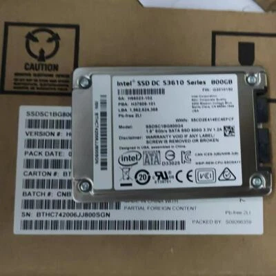 Intel 800GB SSD SSDSC1BG800G4R Series 3.3V Drive 800G 1.8"S3610 SATA State Solid - Image 1 of 3