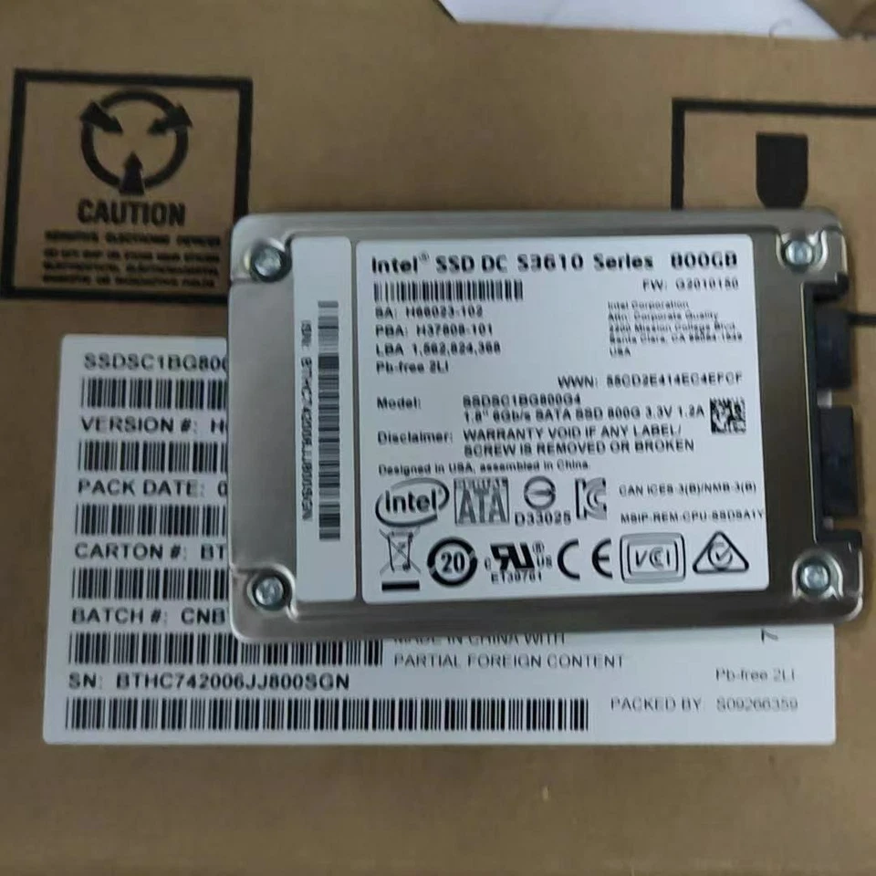 Intel 800GB SSD SSDSC1BG800G4R Series 3.3V Drive 800G 1.8"S3610 SATA State Solid - Image 1 of 3