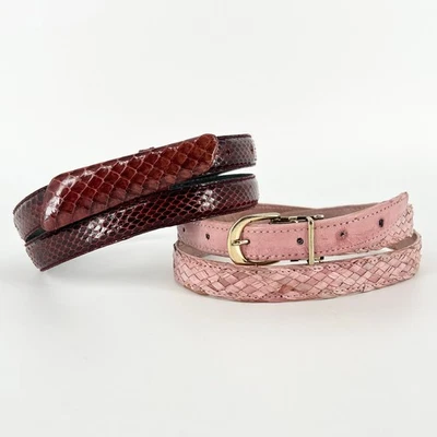 Cinturones ajustados de piel de serpiente y cuero años 90 vintage  Foto 1 de 4