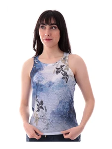 Canotta da donna Yes Zee fantasia floreale blu - Imagen 1 de 4