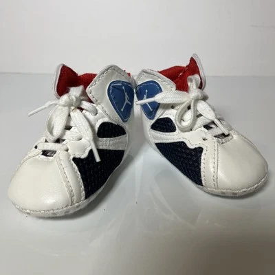 6-12 Meses Infantil Air Jordon Zapatos Suaves Parte Inferior Sin Marcas Oficiales Blanco/Azul Foto 1 de 4