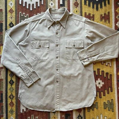 Camisa de trabajo vintage de sarga de algodón con ribete sanforizado Hendan Chieftain de los años 40 talla L Foto 1 de 4